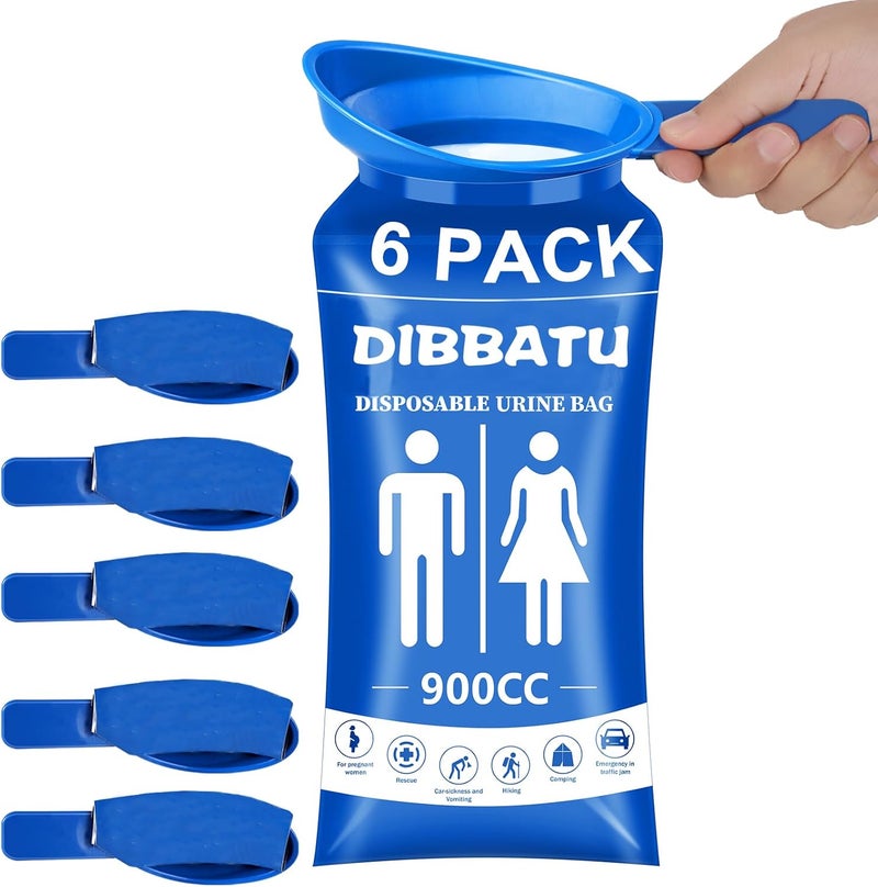 DIBBATU Disposable Urine Bags for Women, 6/12PCS Female-Friendly Travel Urinal Bags, 900ML Pee Bags for Travel for Women/Men, Emergency Unisex Camping Pee Bags for Hiking, Road Trip, Traffic Jam - Image 1